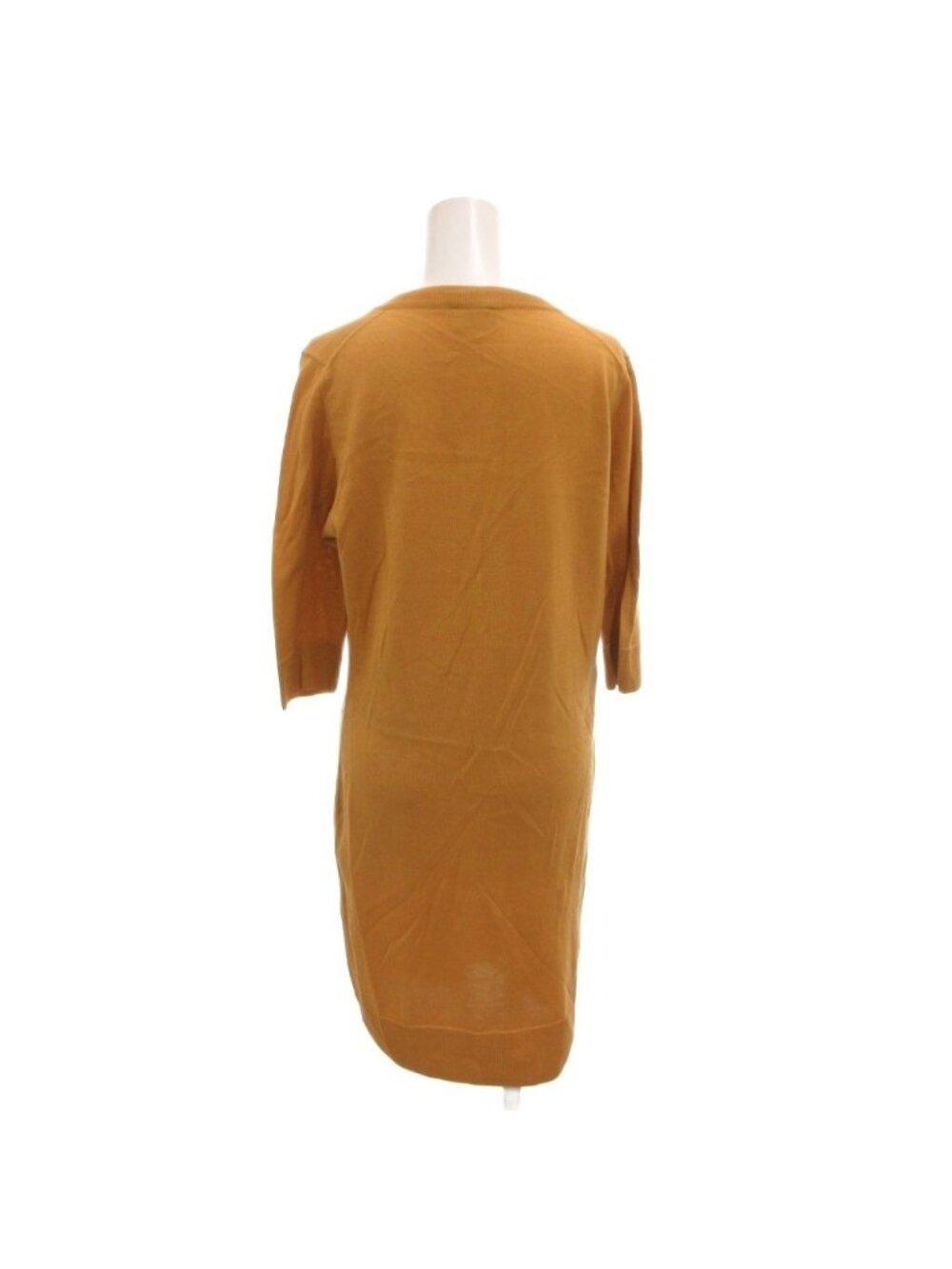 Fendi Knit Dress Silk Ribbon Bowtie Short Sleeve Knee Length 40 Mustard - Picture 2 of 6
